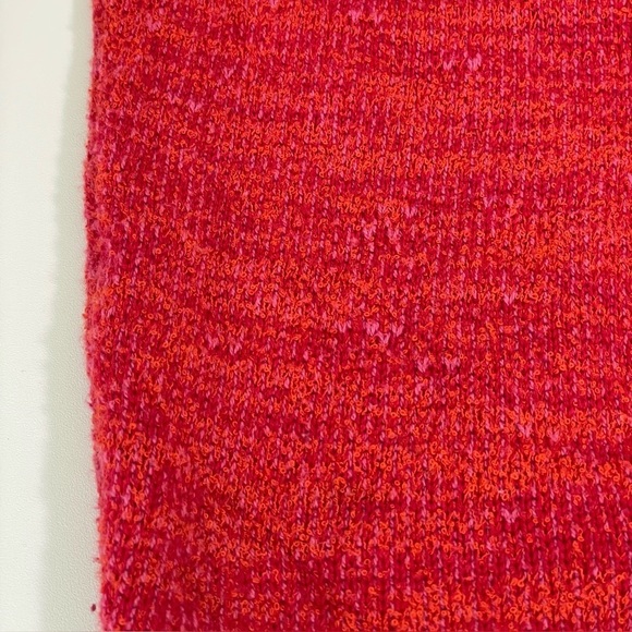 Free People In Bloom Oversized Textured Sweater Knit Zip Up Hoodie Red Hot Large - Picture 14 of 16